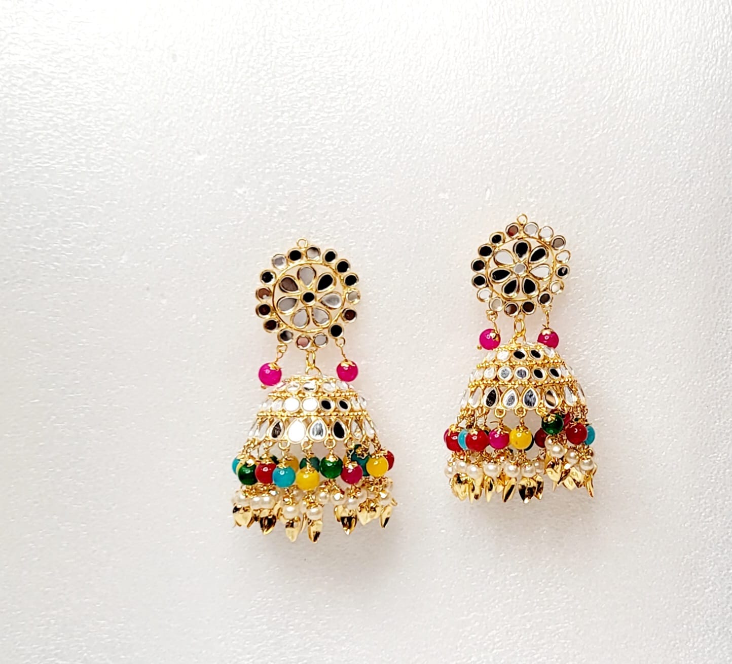 Mirror Jhumki & Oversized Tikka Set