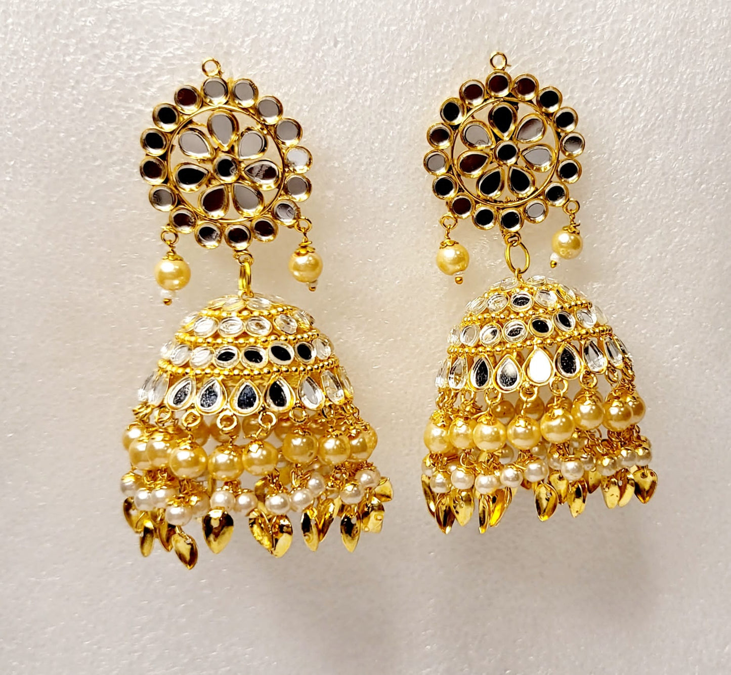 Mirror Jhumki & Oversized Tikka Set