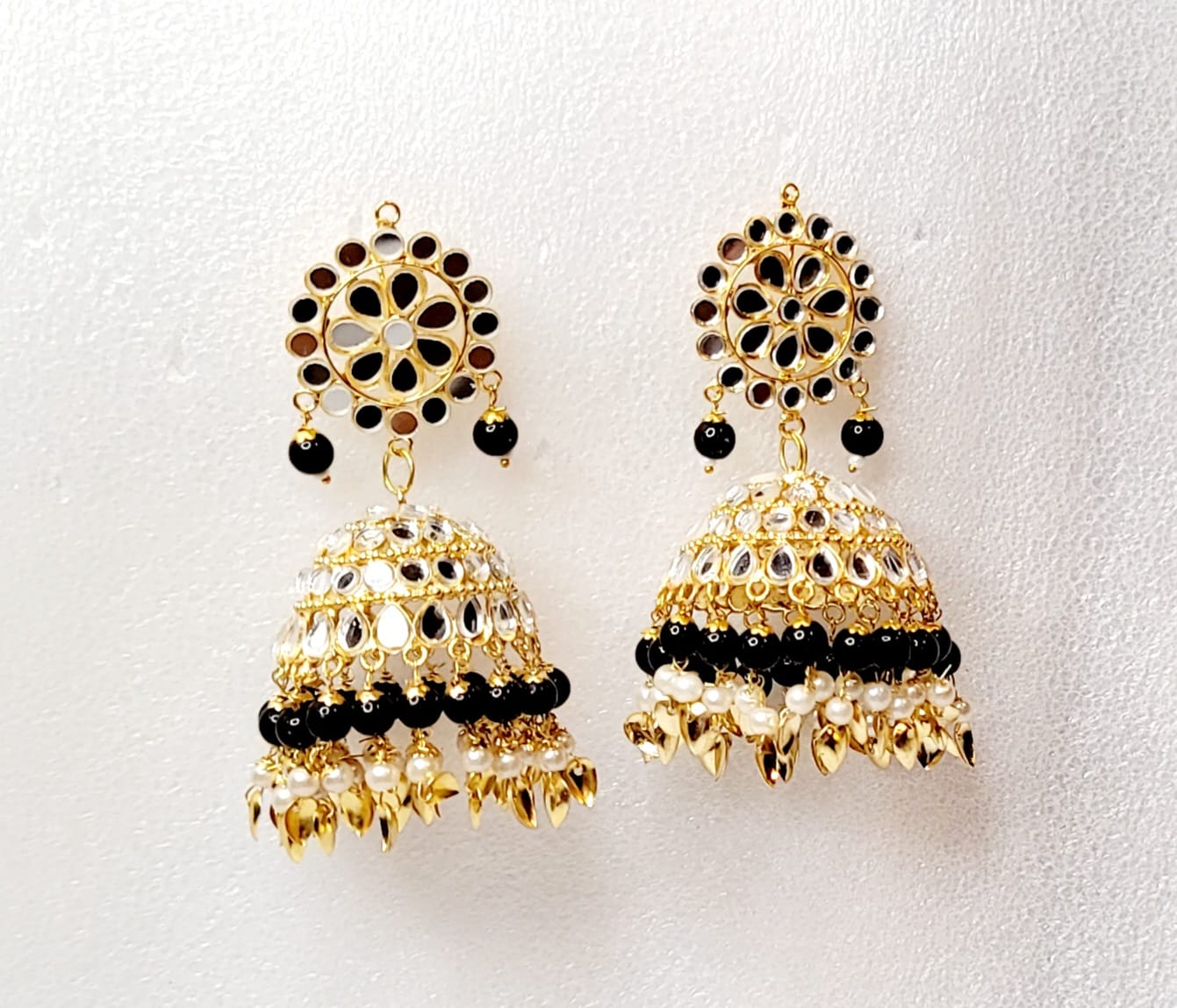 Mirror Jhumki & Oversized Tikka Set