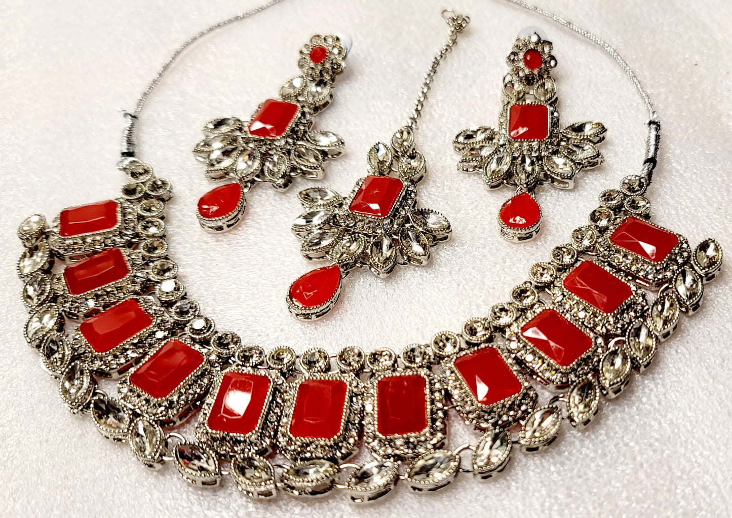 Stylish Real Polki & AD Stoned Choket Set (Silver Tone)