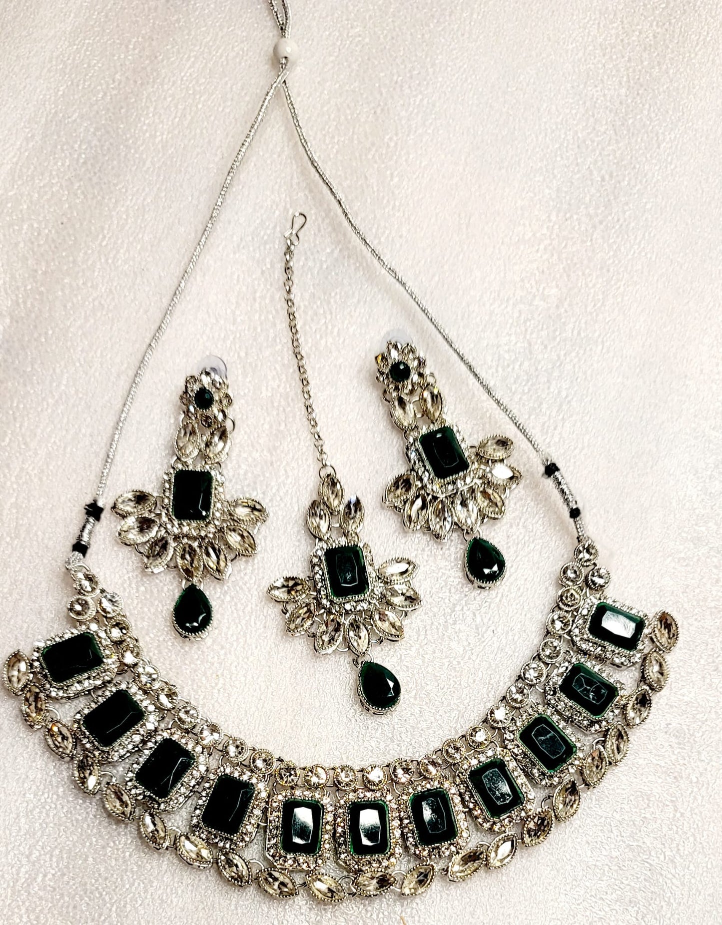 Stylish Real Polki & AD Stoned Choket Set (Silver Tone)