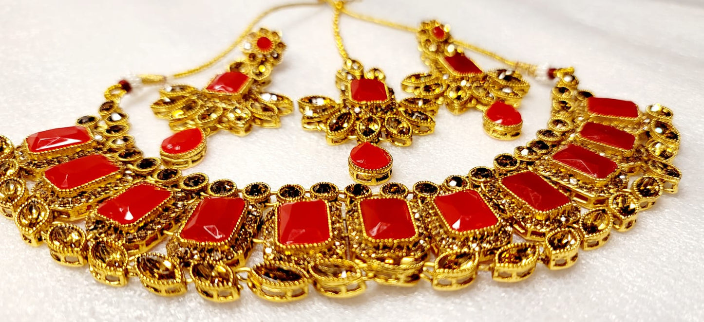 Stylish Real Polki Choker Set (Gold Tone)