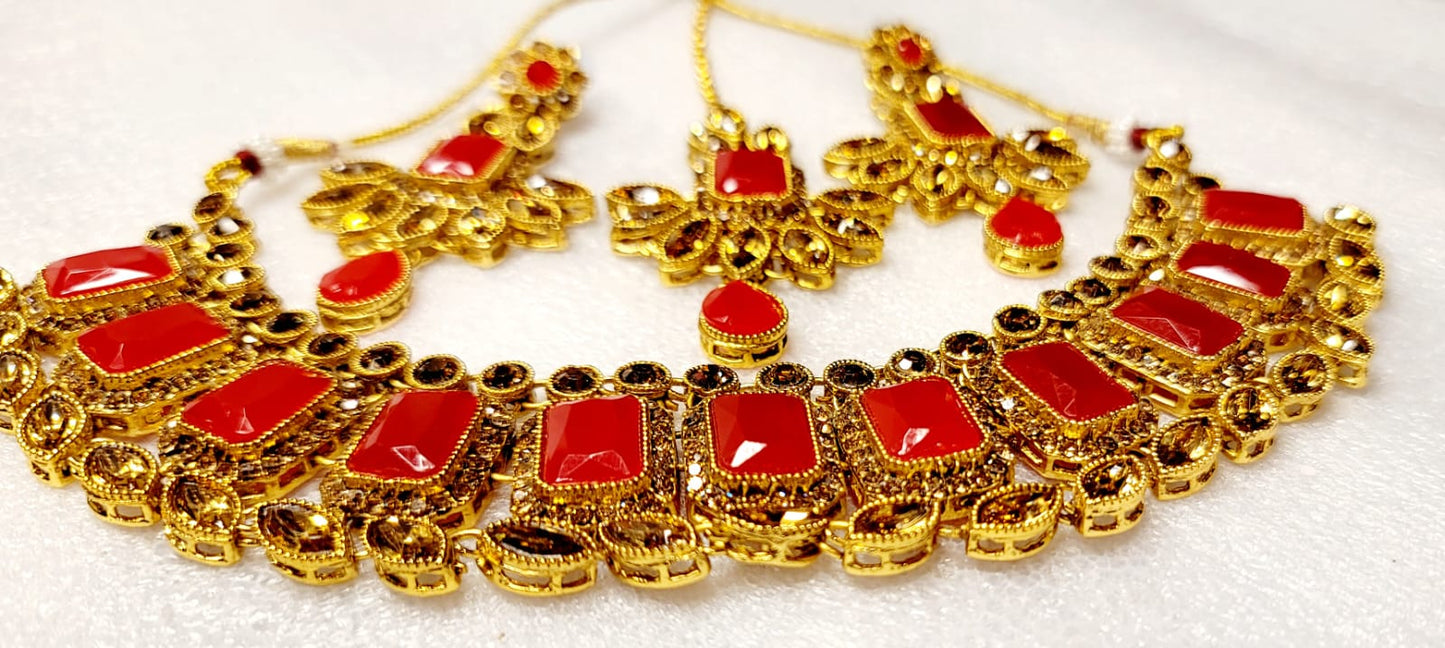 Stylish Real Polki Choker Set (Gold Tone)