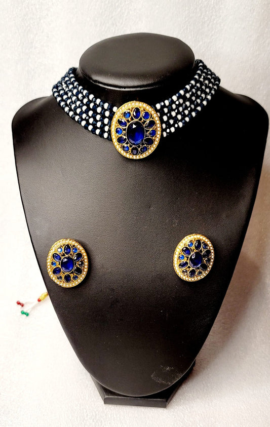 Monalisa Stoned Best Quality Choker Set (Simple)