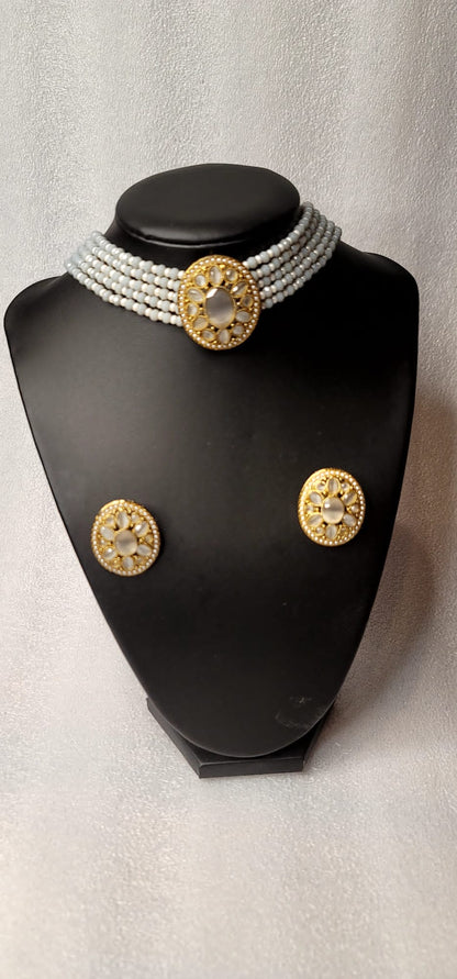 Monalisa Stoned Best Quality Choker Set (Simple)