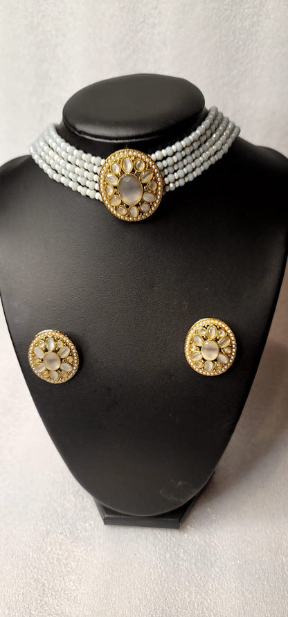 Monalisa Stoned Best Quality Choker Set (Simple)
