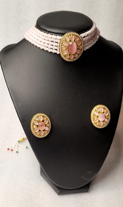 Monalisa Stoned Best Quality Choker Set (Simple)