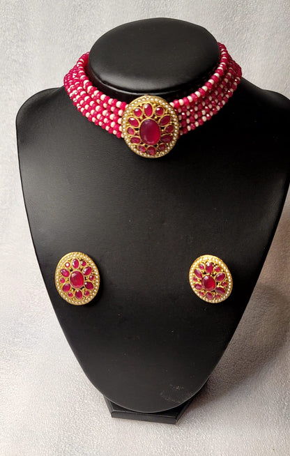 Monalisa Stoned Best Quality Choker Set (Simple)