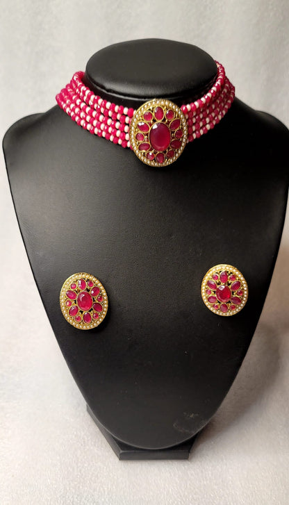 Monalisa Stoned Best Quality Choker Set (Simple)