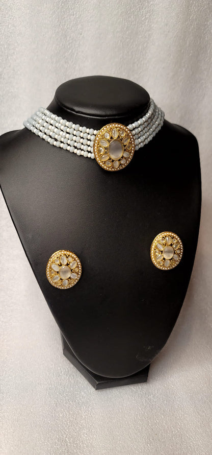 Monalisa Stoned Best Quality Choker Set (Simple)