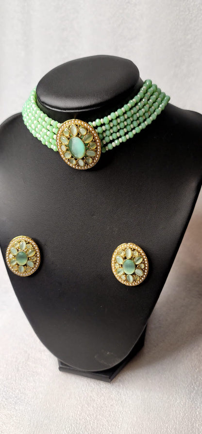 Monalisa Stoned Best Quality Choker Set (Simple)