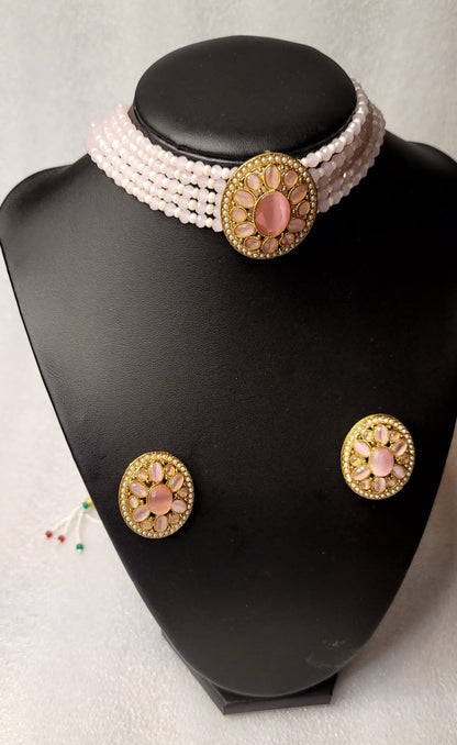 Monalisa Stoned Best Quality Choker Set (Simple)