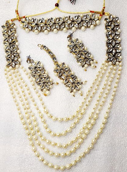 5 Pcs Long Necklace Set With Choker Set