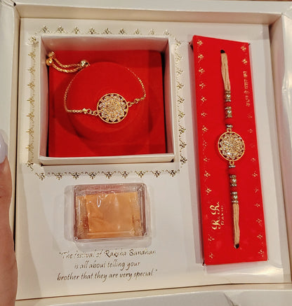Designer AD Rakhi/Bracelet Set For Bhaiya Bhabhi