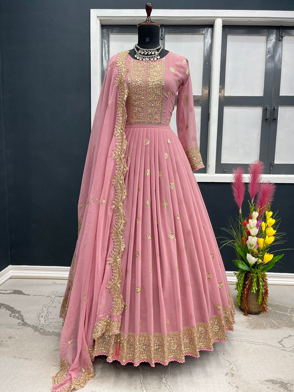 Party Wear Designer Long Gown & Dupatta