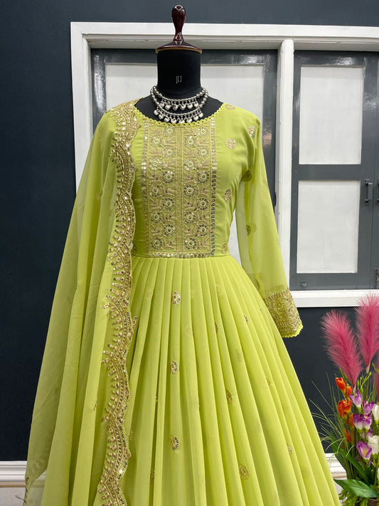 Party Wear Designer Long Gown & Dupatta