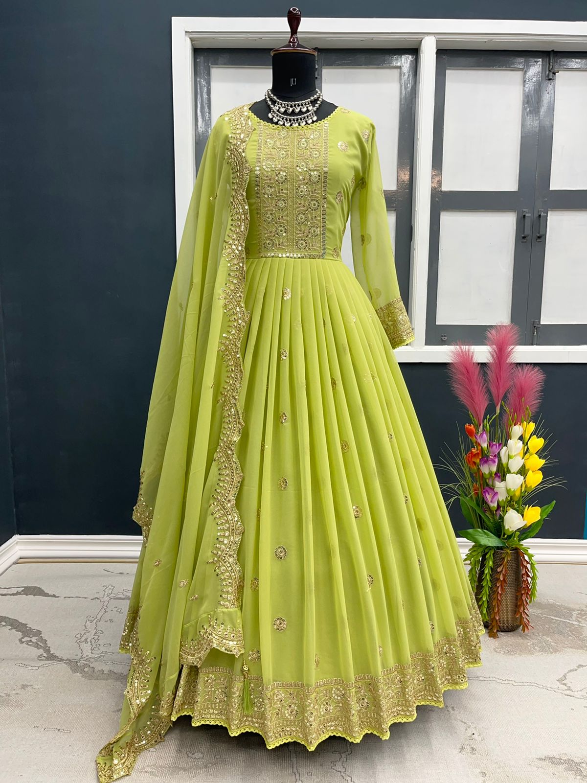 Party Wear Designer Long Gown & Dupatta