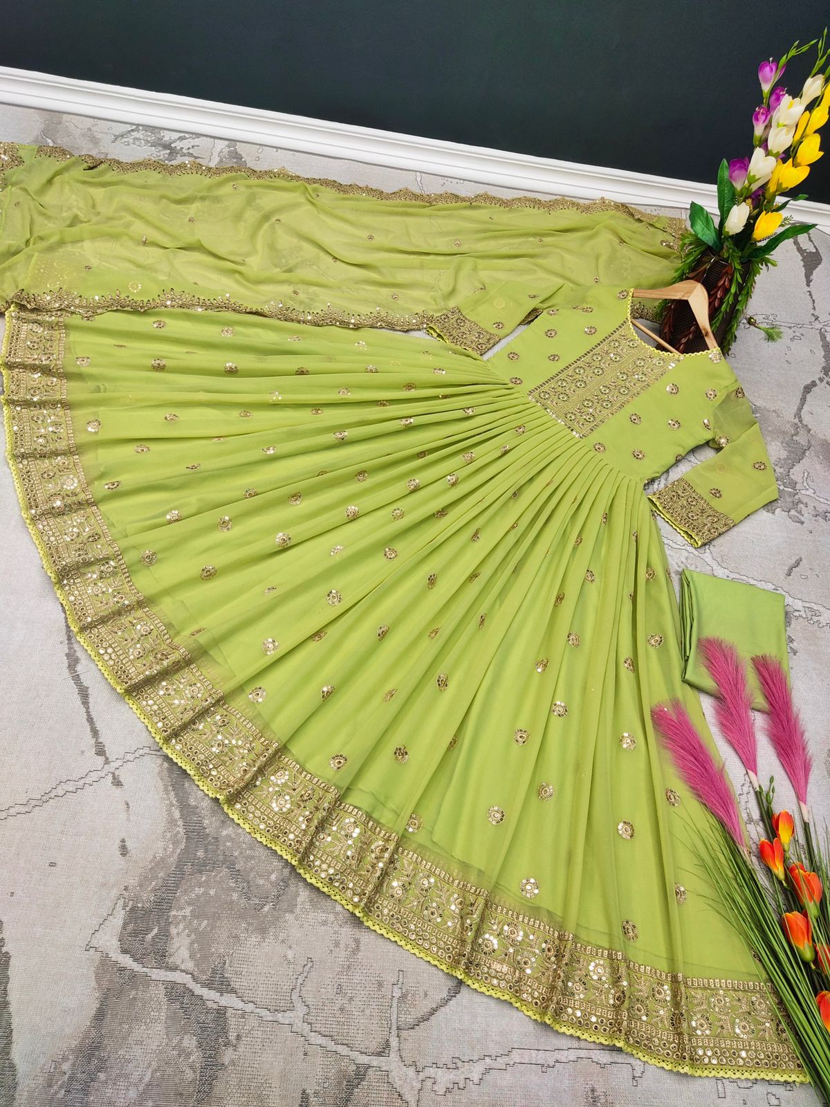 Party Wear Designer Long Gown & Dupatta