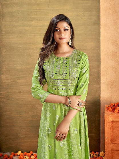 Heavy Reyon Embroidered Flare Kurti Size 50