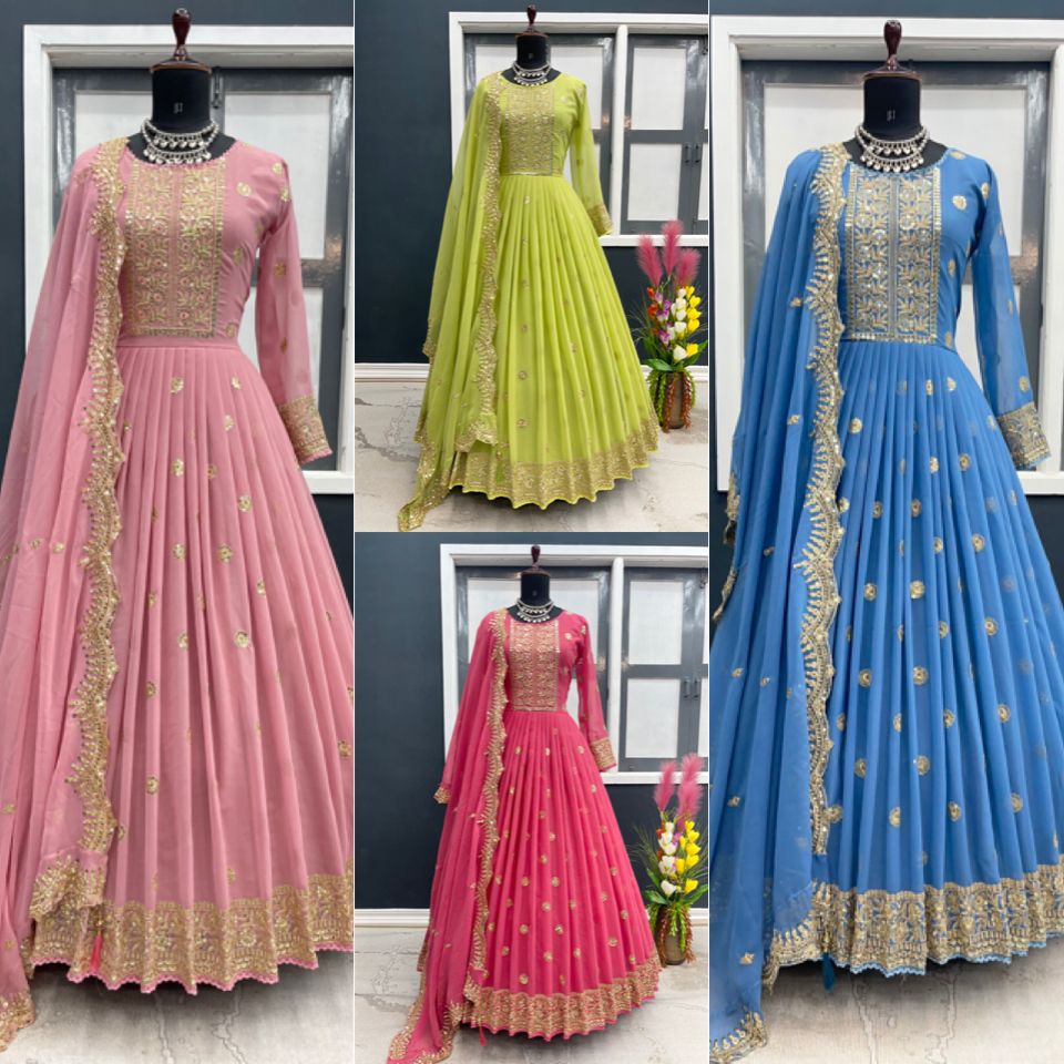 Party Wear Designer Long Gown & Dupatta