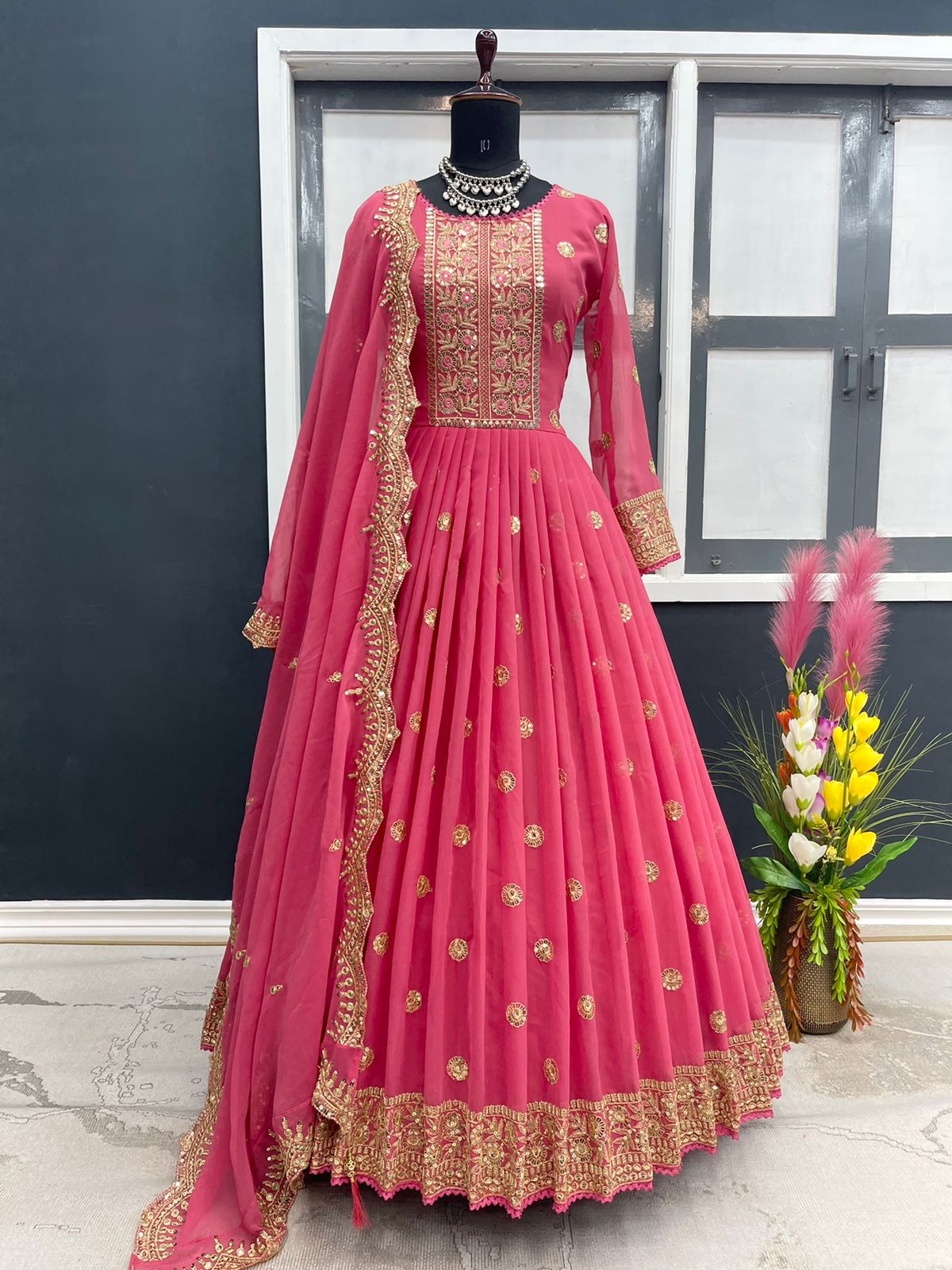 Party Wear Designer Long Gown & Dupatta