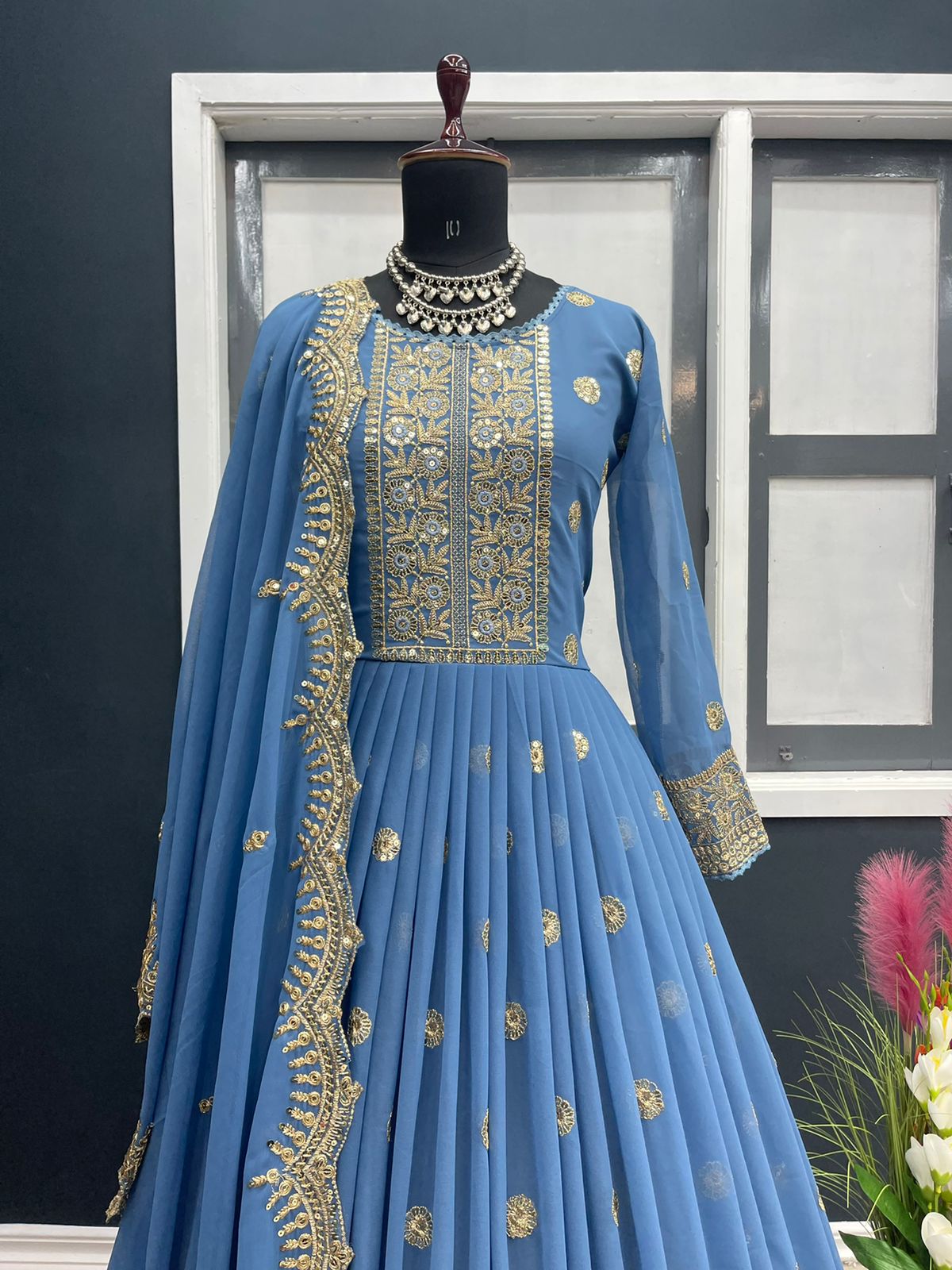 Party Wear Designer Long Gown & Dupatta