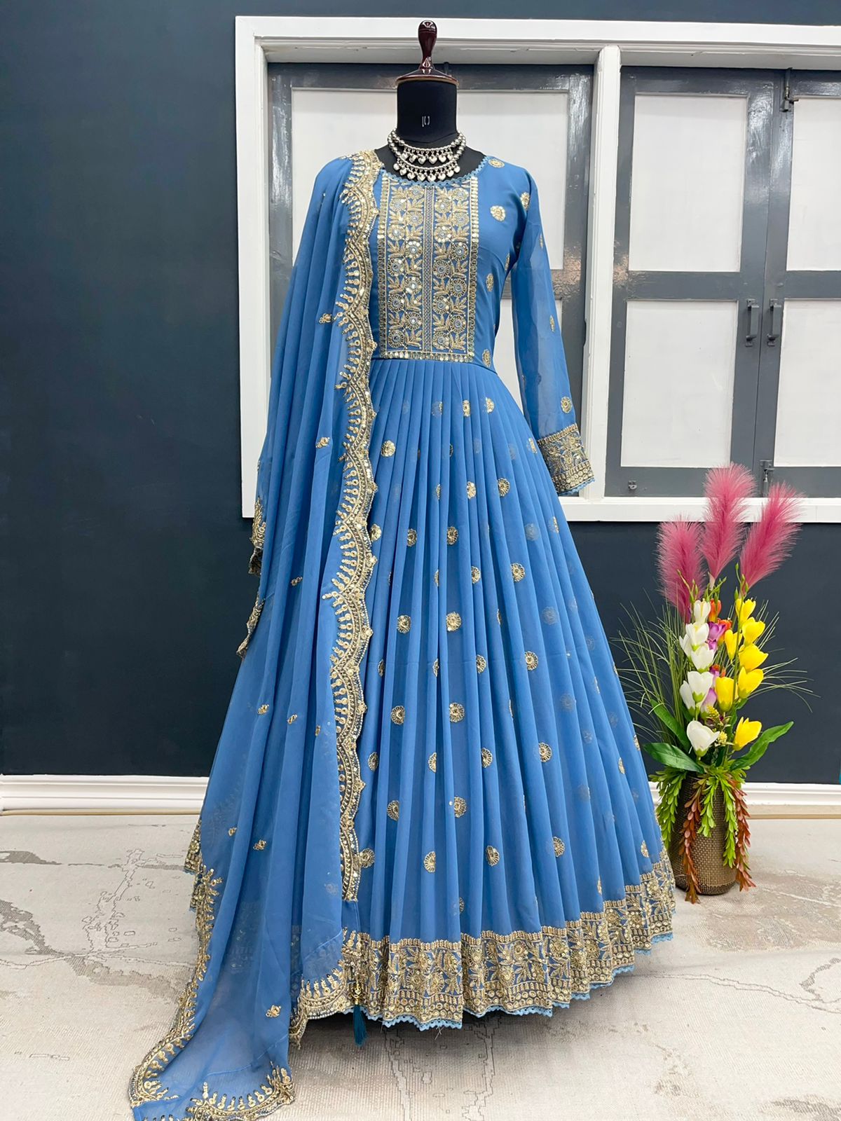 Party Wear Designer Long Gown & Dupatta