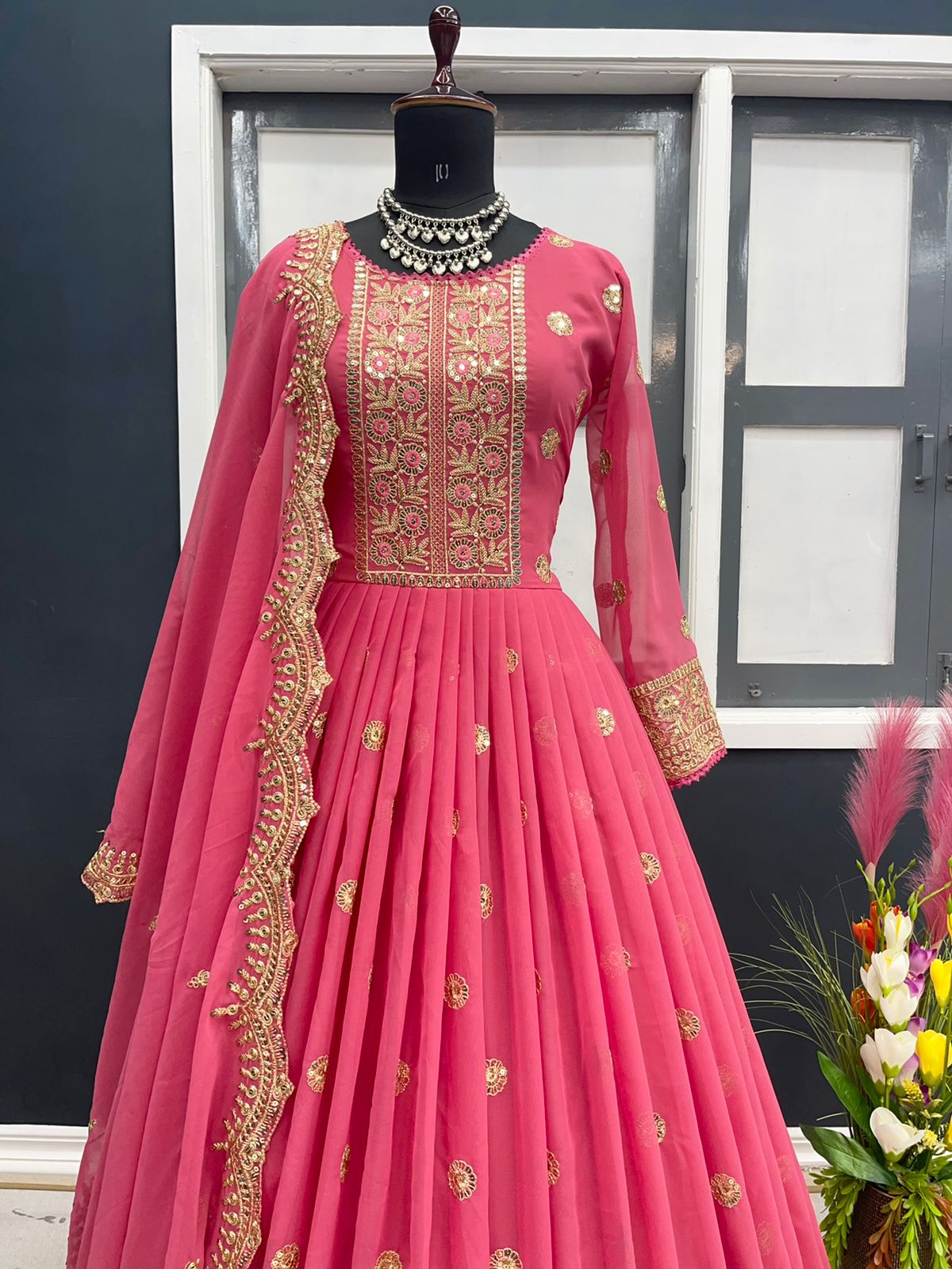 Party Wear Designer Long Gown & Dupatta