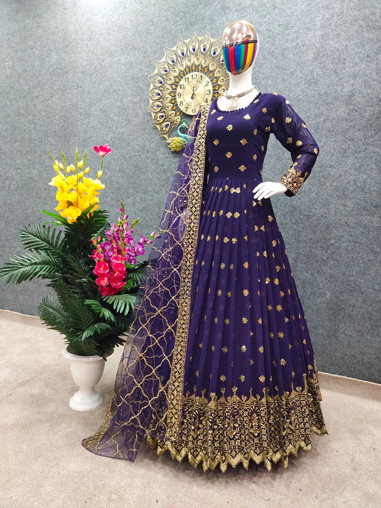 Designer Gown With Heavy Dupatta Fully Stitched size 42(44 with Margin) image 3