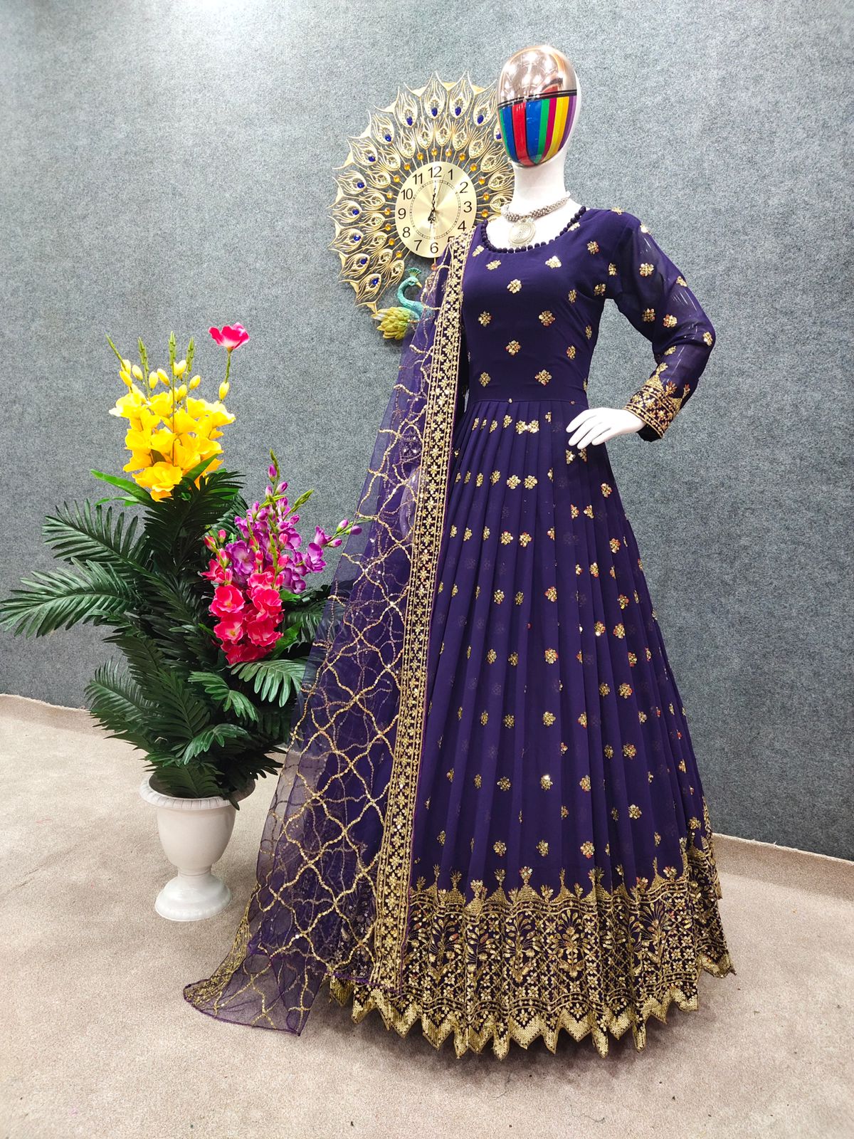 Designer Gown With Heavy Dupatta Fully Stitched size 42(44 with Margin)