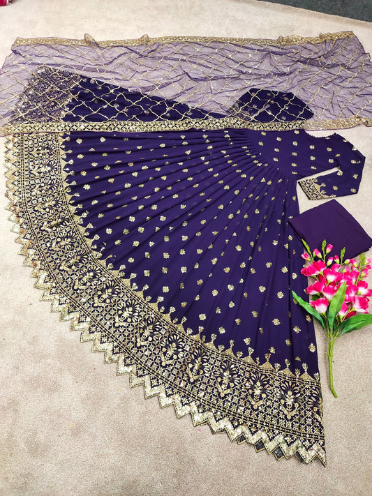 Designer Gown With Heavy Dupatta Fully Stitched size 42(44 with Margin)