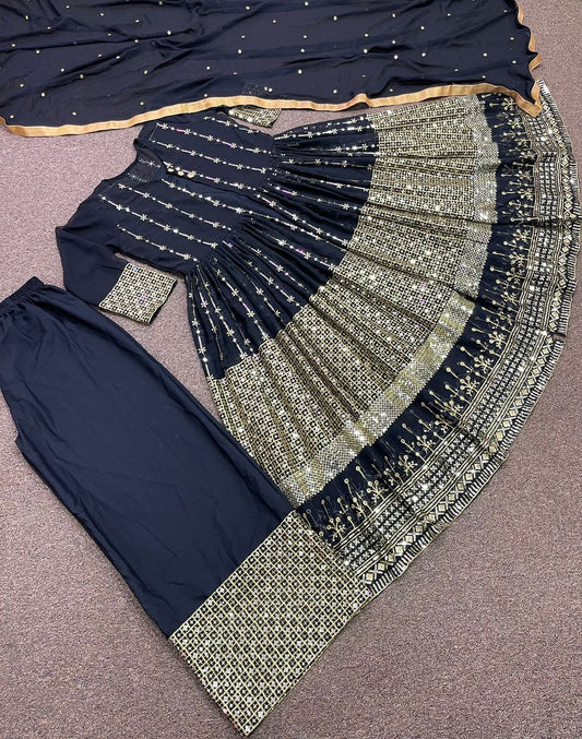 Frontslit Designer Palazzo Set (4pcs) image 3