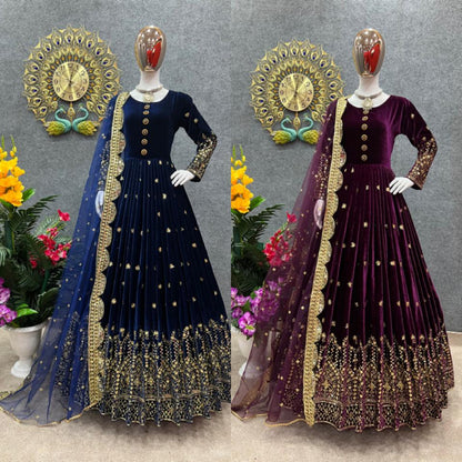 Beautiful Velvet Long Gown Set (40/42)