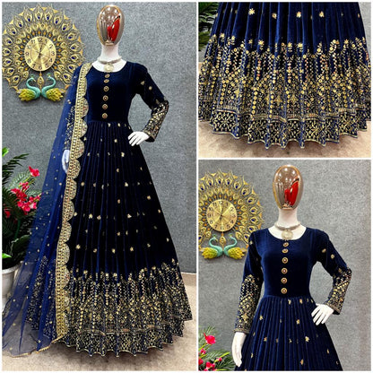 Beautiful Velvet Long Gown Set (40/42)