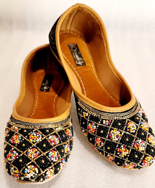 Stylish party Wear Punjabi Jutti (Black/Multi) image 3