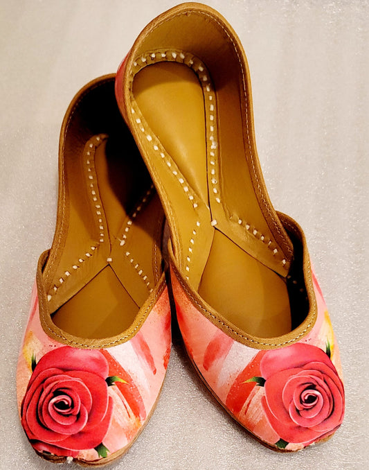 Latest Design Rose Printed Punjabi Jutti
