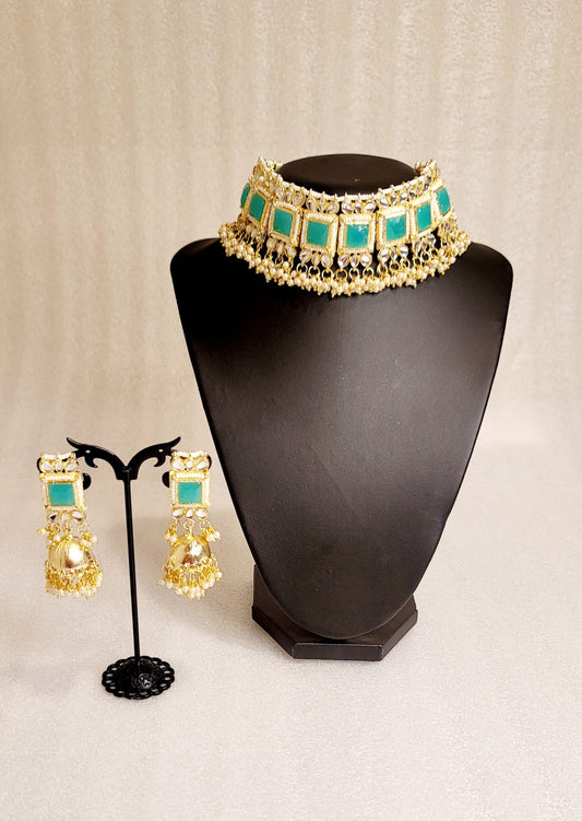 Monalisa Stone & Kundan Stoned Choker Set