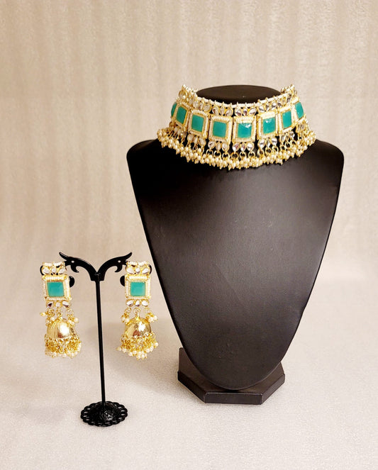 Monalisa Stone & Kundan Stoned Choker Set