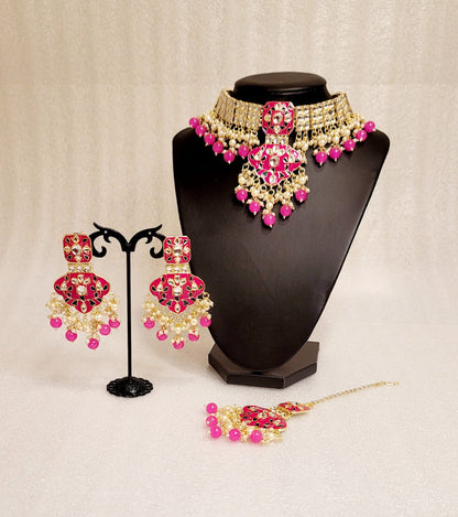 High Quality & Very Lightweight Meenakari Choker Set