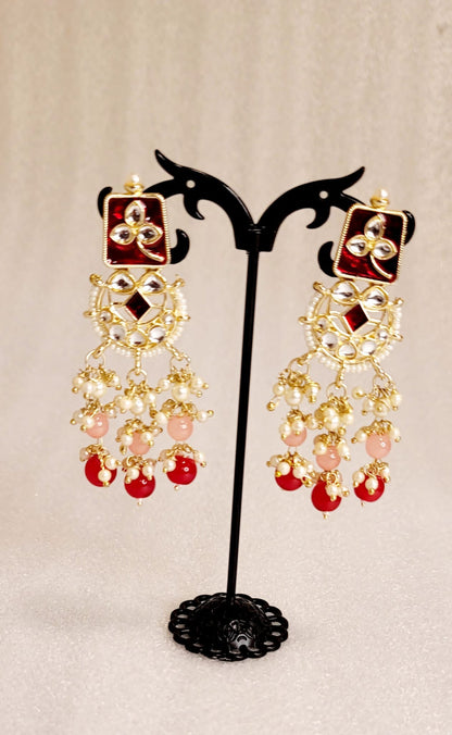 Meenakari Semi-Bridal Choker Set With Kundan Stones
