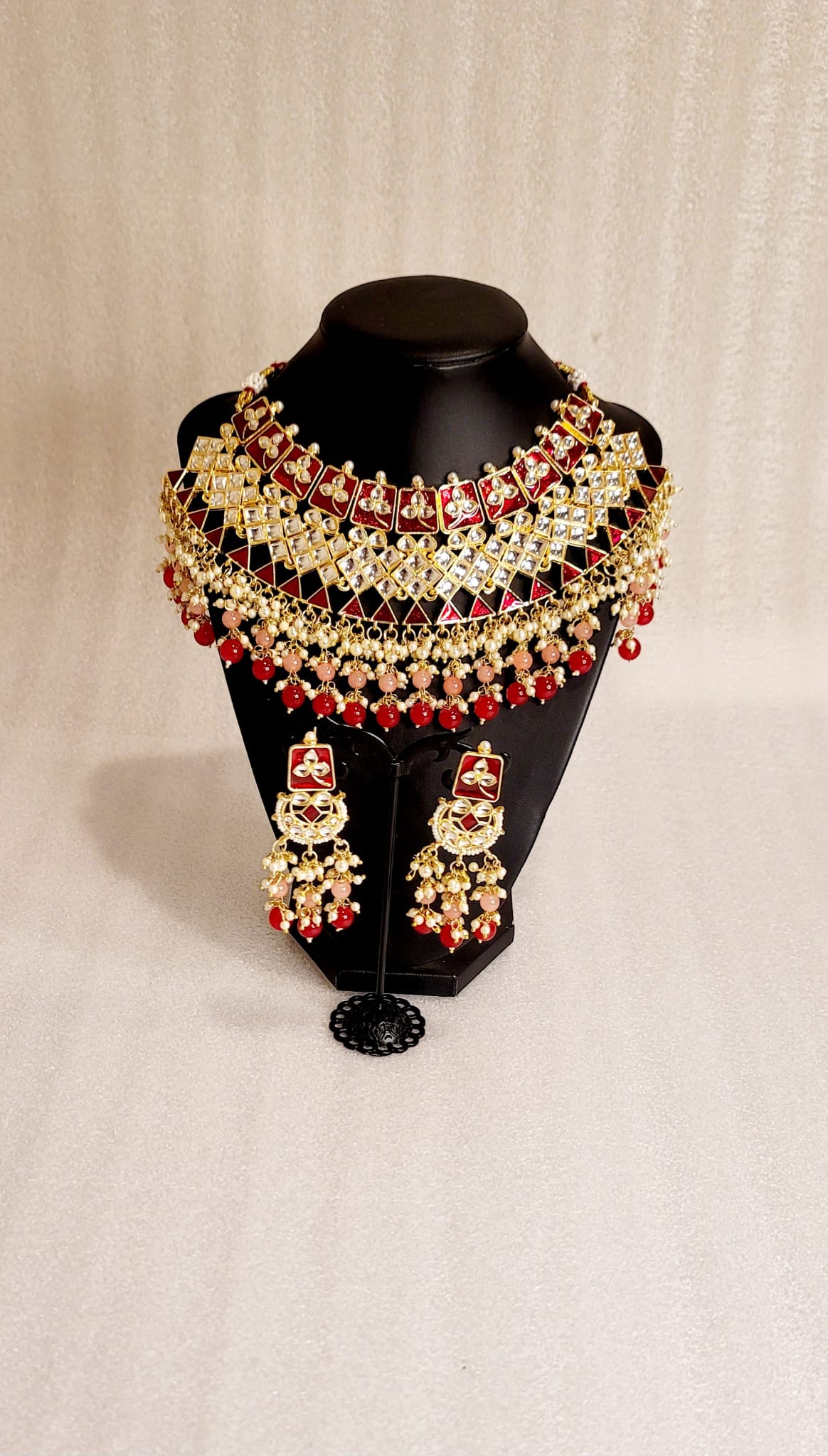 Meenakari Semi-Bridal Choker Set With Kundan Stones