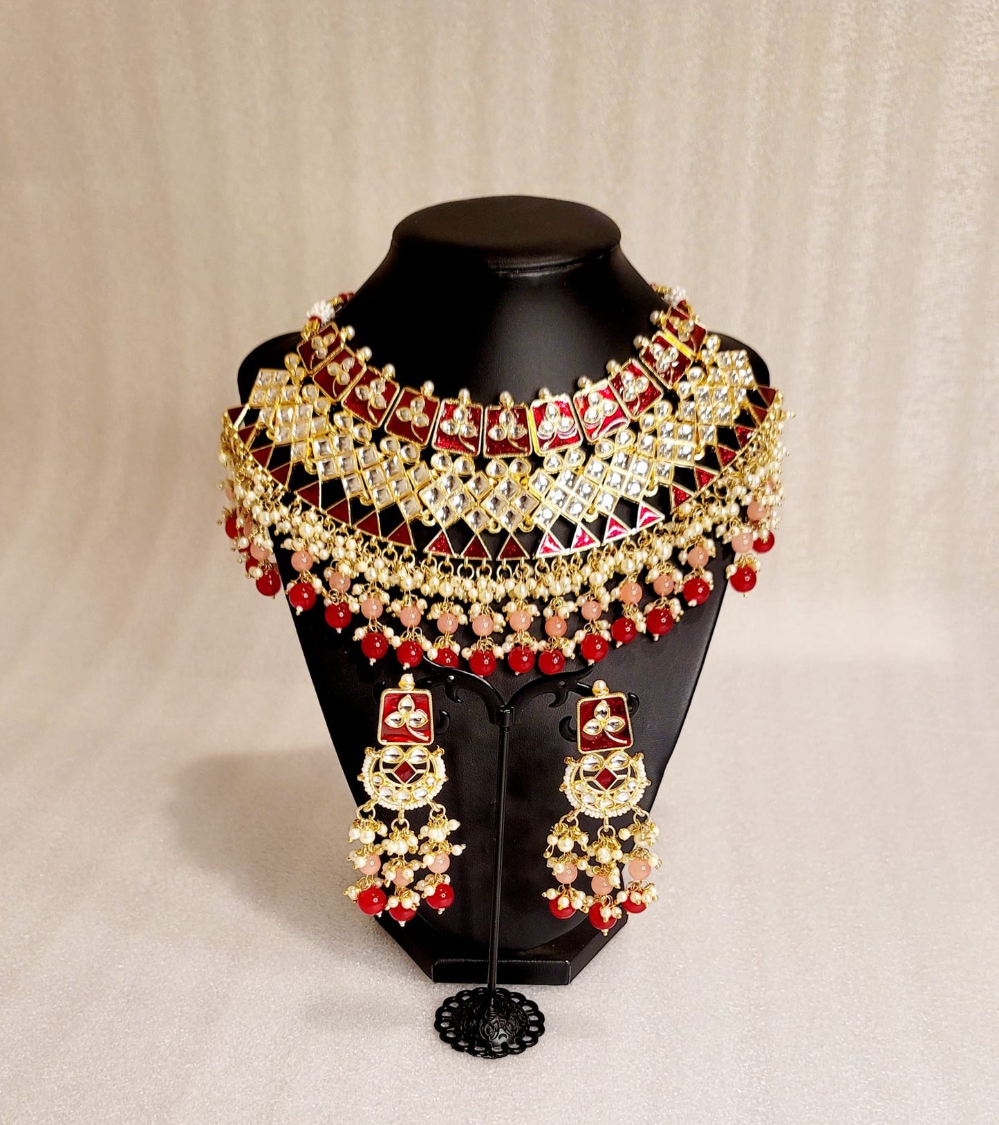 Meenakari Semi-Bridal Choker Set With Kundan Stones