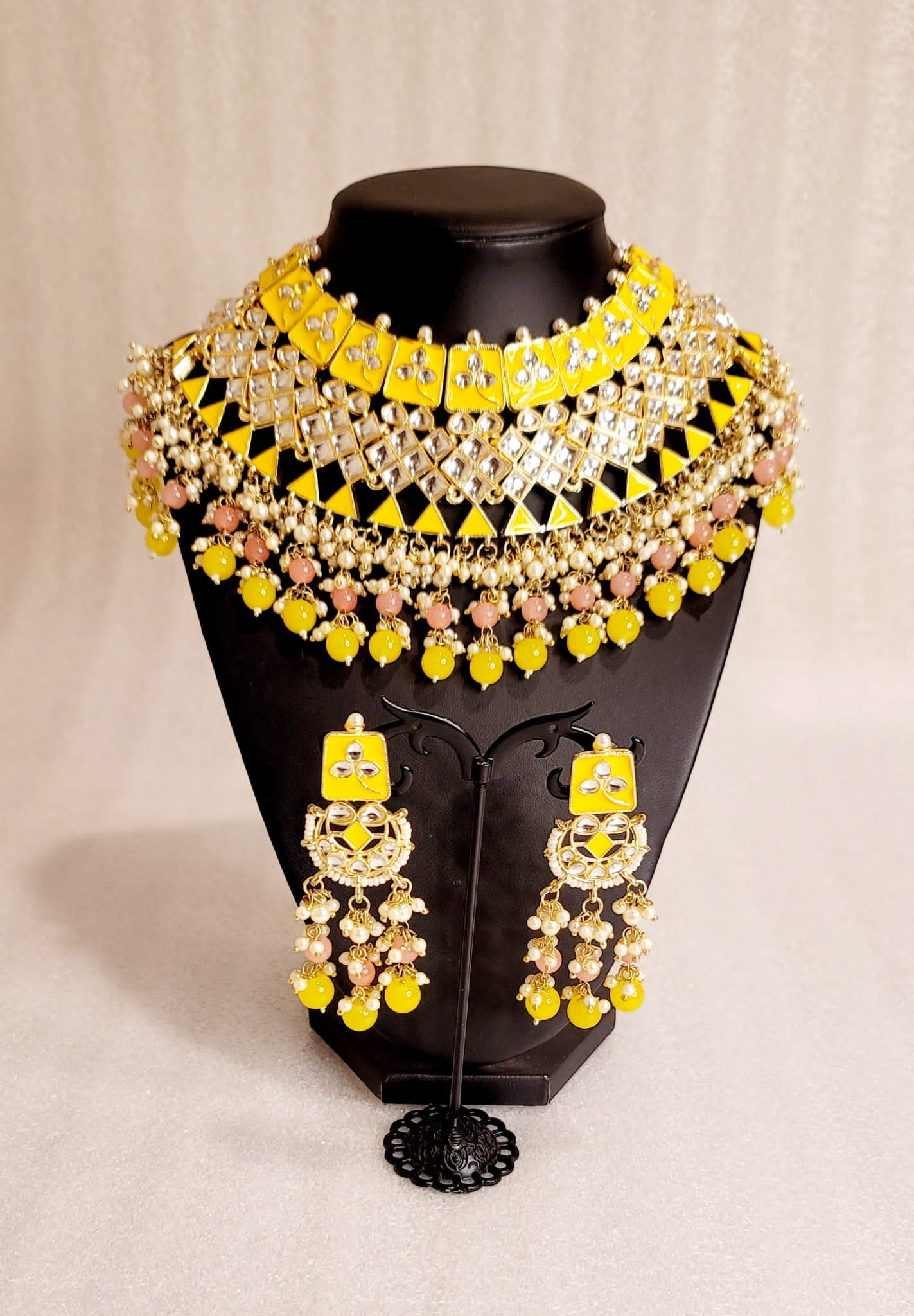 Meenakari Semi-Bridal Choker Set With Kundan Stones