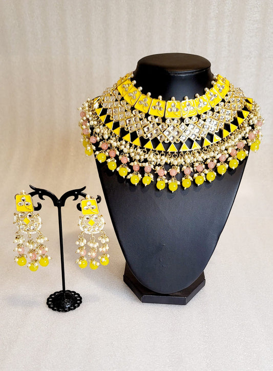 Meenakari Semi-Bridal Choker Set With Kundan Stones image 3