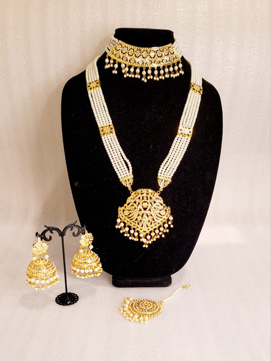 Real Jadau Traditional Rani Haar White