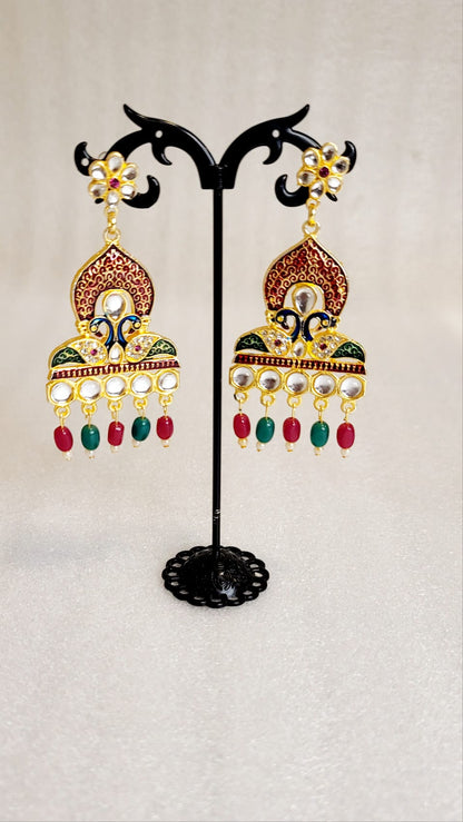 Traditional Ethnic Style Meenakari Peacock Design Rani Haar & Choker Set Combo (6pcs)