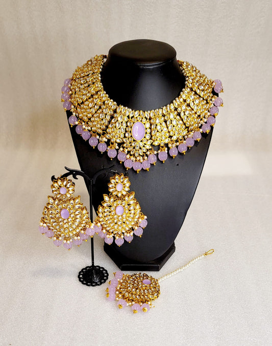 Kundan Stoned Gold-Plated Necklace Set