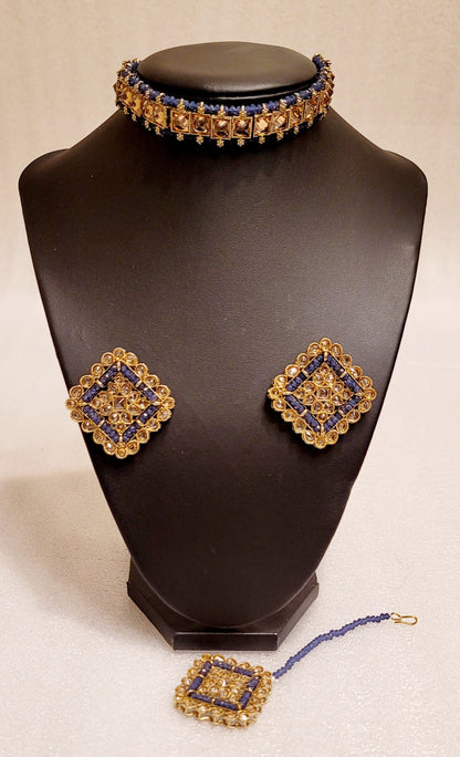 Very Stylish & High End Reverse Polki Choker Set.