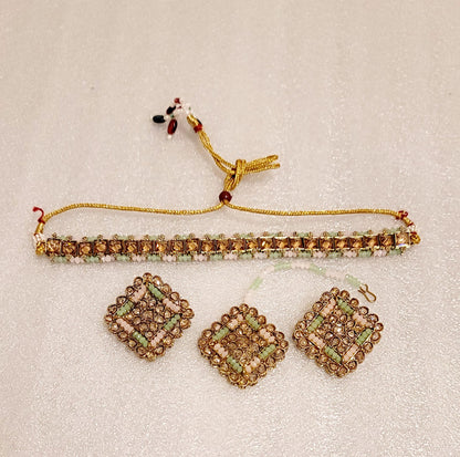 Very Stylish & High End Reverse Polki Choker Set.