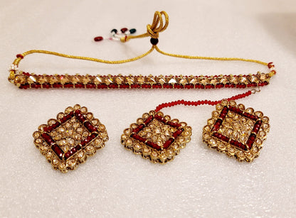 Very Stylish & High End Reverse Polki Choker Set.